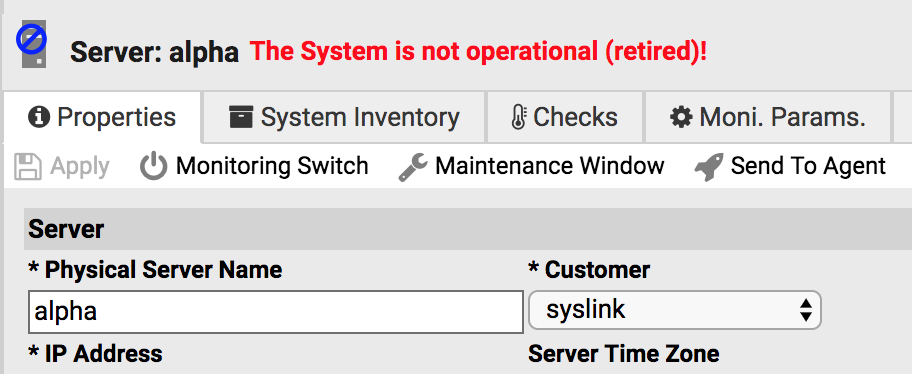 System not operational in the UI