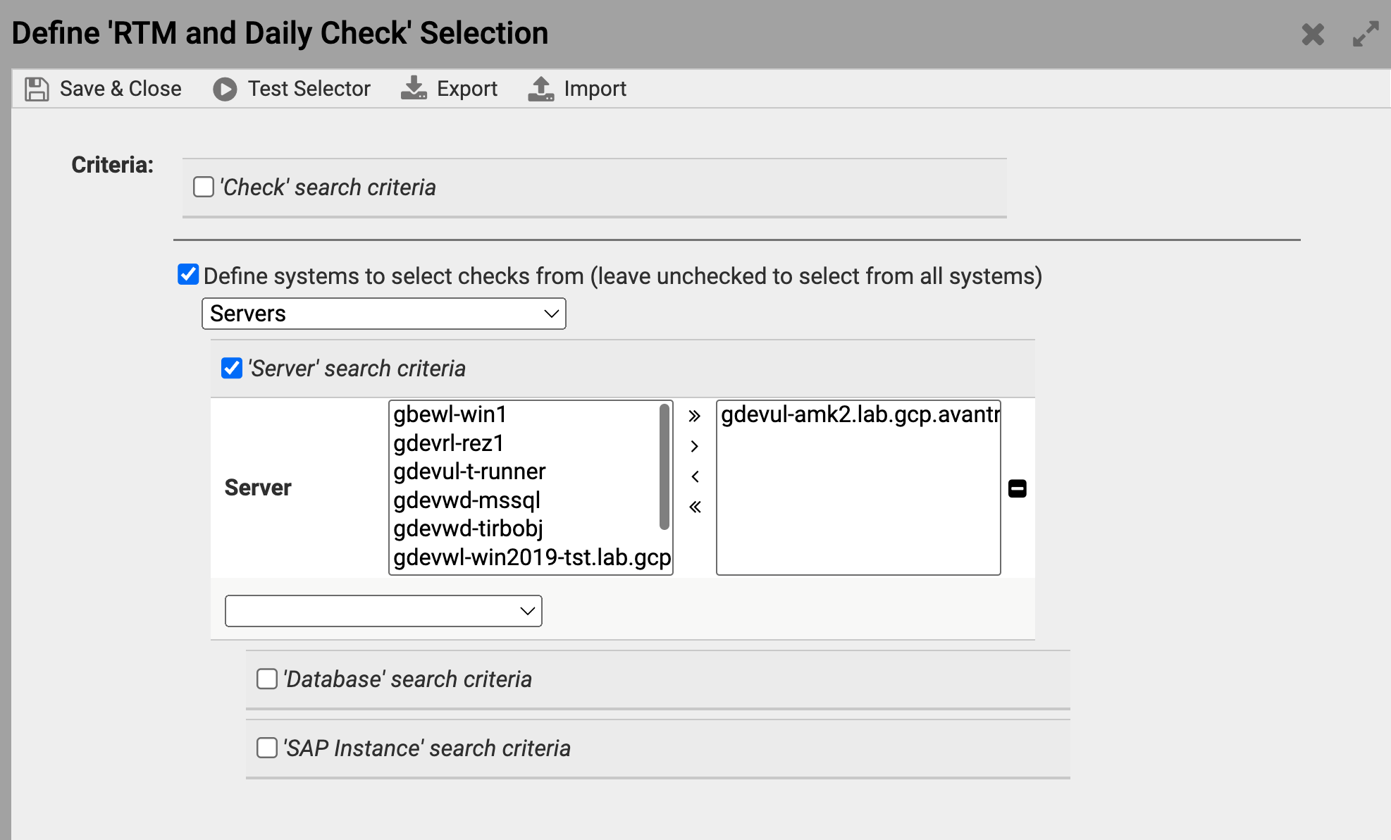 An example of how to create an ad-hoc check selector