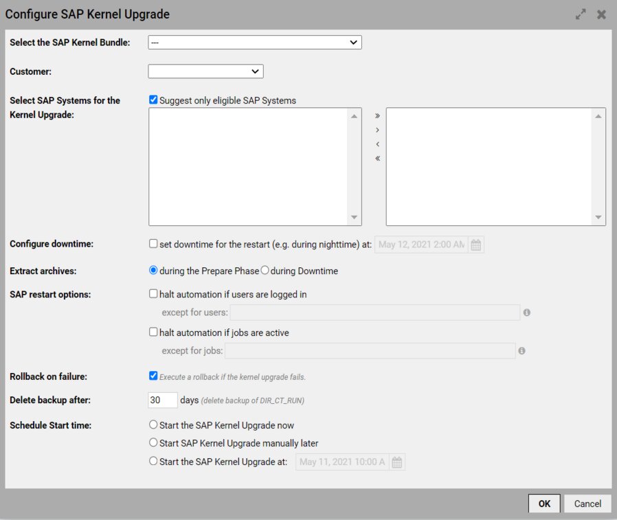 Configure SAP Kernel Upgrade dialog