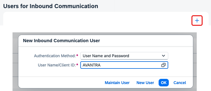 Adding the created user to Inbound Communications
