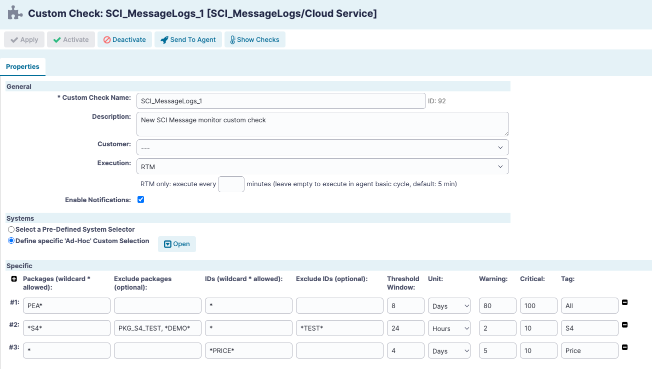 Example check configuration