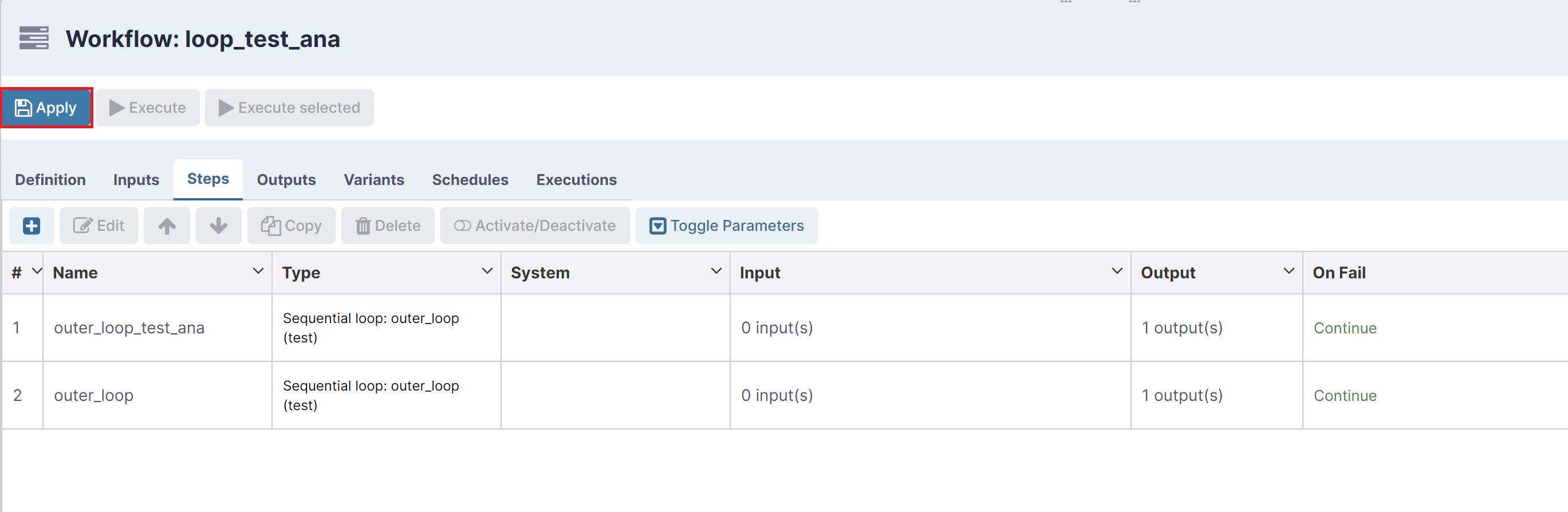 Applying Changes to Workflow